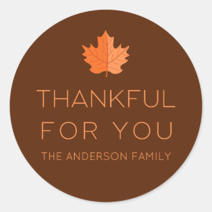 Bedankt voor je   Moderne minimale Thanksgiving Ronde Sticker