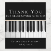 Bedankt voor je muziekpiano wijn etiket (Enkel label)