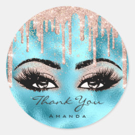 Bedankt voor je naam Confetti Roos Glitter Eyelash Ronde Sticker