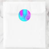 Bedankt voor je naam Datum Blue Aqua Pink Abstract Ronde Sticker (Tas)