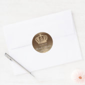 Bedankt voor je naam Datum Golden Crown Royal Prin Ronde Sticker (Envelop)