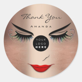 Bedankt voor je naam Eyelash Sweet 16th PinkLogo Q Ronde Sticker
