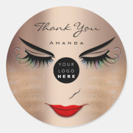 Bedankt voor je naam Eyelash Sweet 16th Roos Logo Ronde Sticker