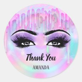 Bedankt voor je naam Holografen pasta Eyelash Girl Ronde Sticker