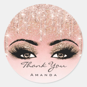 Bedankt voor je naam Makeup Artist Roos Glitter Ey Ronde Sticker
