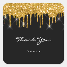 Bedankt voor je naam Wedding Beauty Black Vierkante Sticker