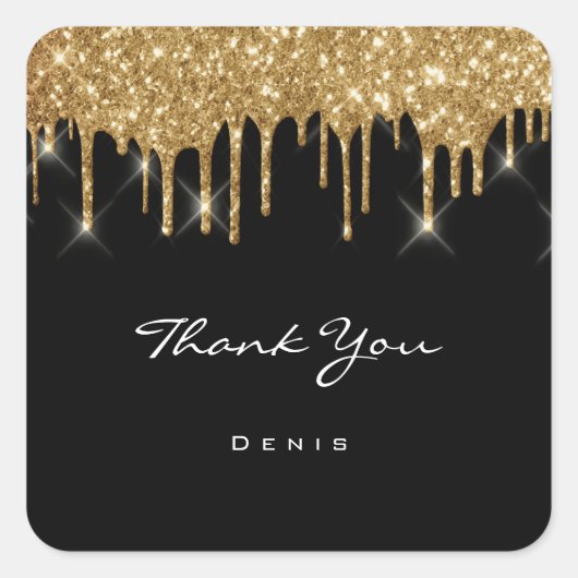 Bedankt voor je naam Wedding Beauty Black Vierkante Sticker (Voorkant)