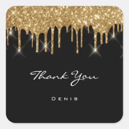 Bedankt voor je naam Wedding Beauty Black Vierkante Sticker