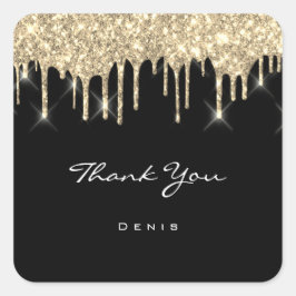 Bedankt voor je naam Wedding Black Champaign Drive Vierkante Sticker