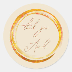 Bedankt voor je naam Yellow Copper Gold Red Abstra Ronde Sticker