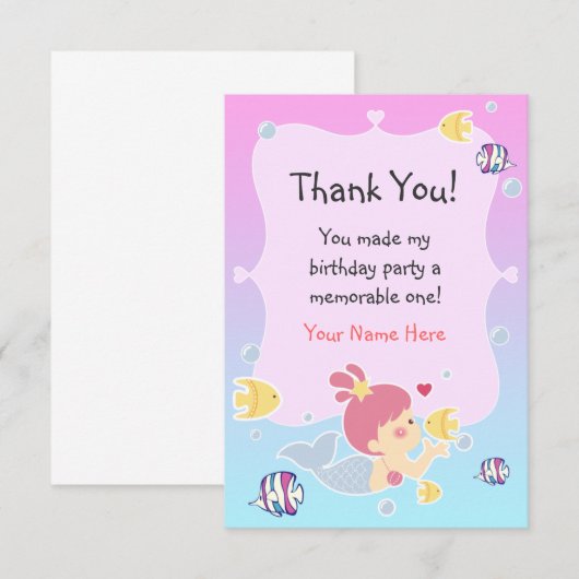 Bedankt voor je opmerking - Mermaid Theme Birthday (Voorkant / Achterkant)