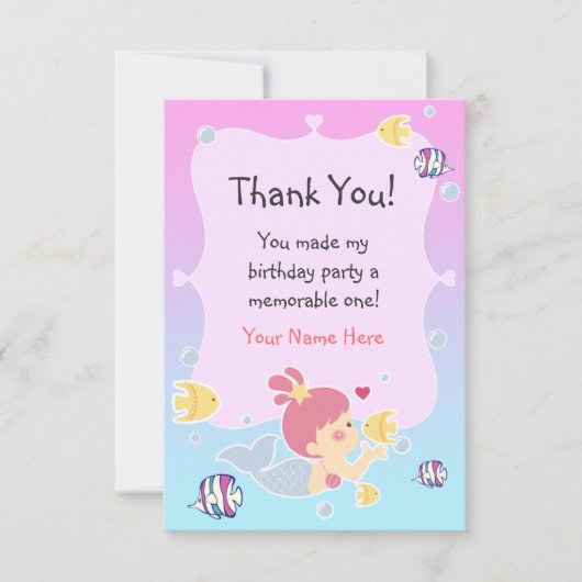 Bedankt voor je opmerking - Mermaid Theme Birthday Kaart (Voorkant)