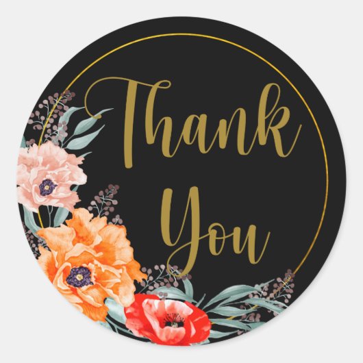 Bedankt voor je papegaaibloemen Black Ronde Sticker (Voorkant)
