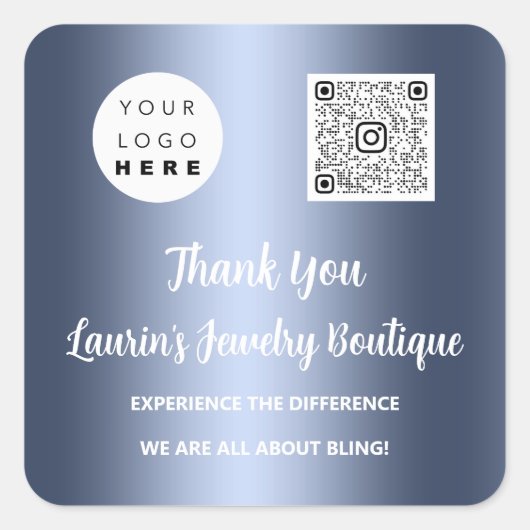 Bedankt voor je Qr-code Online Winkelprogramma's B Vierkante Sticker (Voorkant)