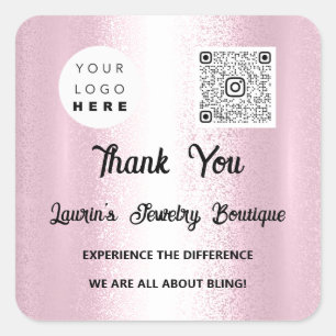 Bedankt voor je Qr-code Online Winkelprogramma's L Vierkante Sticker