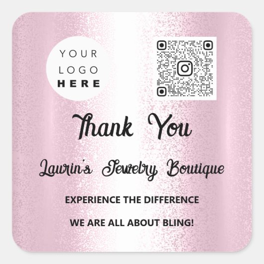 Bedankt voor je Qr-code Online Winkelprogramma's L Vierkante Sticker (Voorkant)