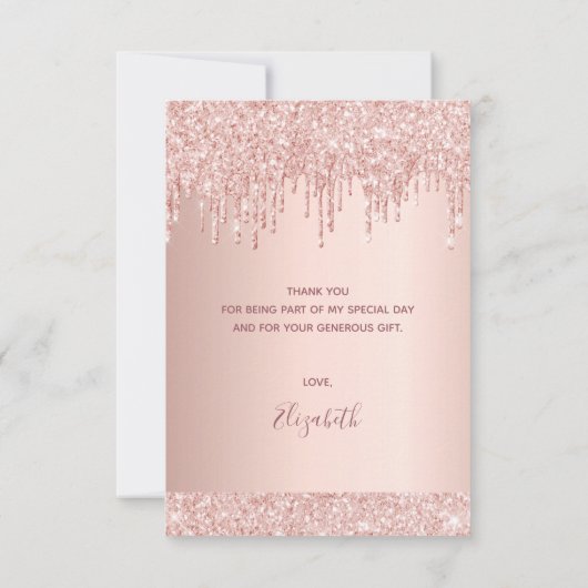 Bedankt voor je roos gouden glitterdruppels (Achterkant)