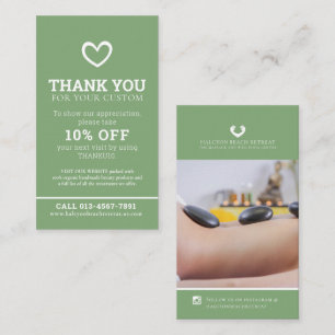 Bedankt voor je schoonheidsfoto, groene herhaling visitekaartje