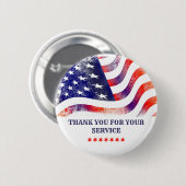 Bedankt voor je service Amerikaanse vlag Ronde Button 5,7 Cm (Voorkant /achterkant)