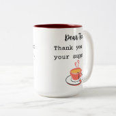 Bedankt voor je support team tweekleurige koffiemok (Voorkant rechts)