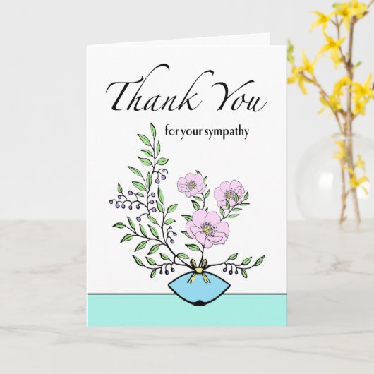 Bedankt voor je sympathie, bloemstuk kaart (Gele Bloem)