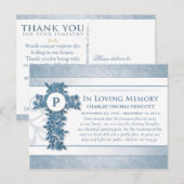 Bedankt voor je sympathie Blue Floral Cross Post K Briefkaart (Voorkant / Achterkant)