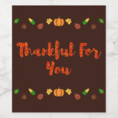 Bedankt voor je Thanksgiving Wijn Etiket (Enkel label)