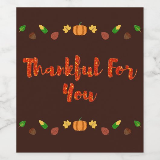 Bedankt voor je Thanksgiving Wijn Etiket (Enkel label)