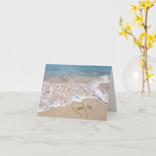 Bedankt voor je trouwstrandharten kaart (Gele Bloem)