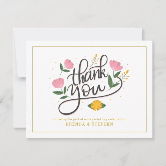 Bedankt voor je typografie met florale accenten kaart (Voorkant)