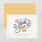 Bedankt voor je typografie met florale accenten kaart (Voorkant / Achterkant)