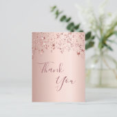 Bedankt voor je verjaardag roos gouden mousserende briefkaart (Staand voorkant)