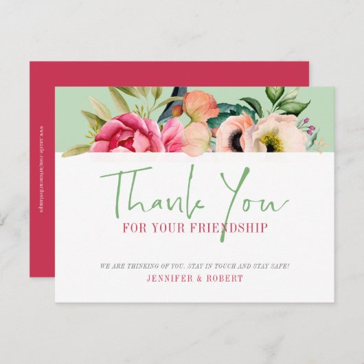 Bedankt voor je vriendschap Boho bloemen (Voorkant / Achterkant)