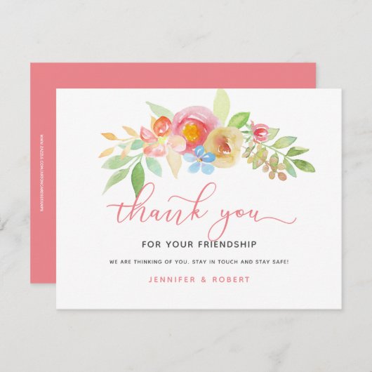 Bedankt voor je vriendschap Groene bladeren (Voorkant / Achterkant)