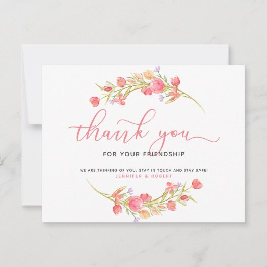 Bedankt voor je vriendschap Roze bloemen (Voorkant)