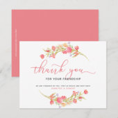 Bedankt voor je vriendschap Roze bloemen (Voorkant / Achterkant)