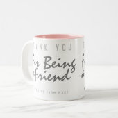 Bedankt voor je vriendschap tweekleurige koffiemok (Voorkant links)