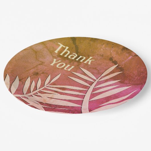 Bedankt voor je waardering Maalroze Leaf Silhouett Papieren Bordje (Gekanteld)
