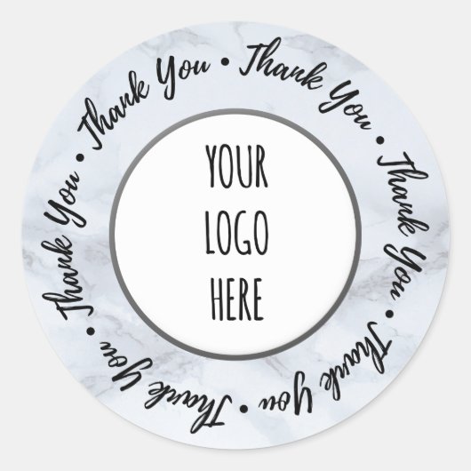 Bedankt voor je winkelmerk Marble Gray Ronde Sticker (Voorkant)