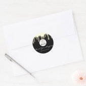 Bedankt voor je winkelnaam Logo Black Gold Ronde Sticker (Envelop)