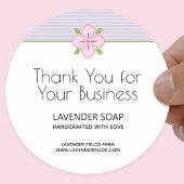 Bedankt voor je zakelijke lavendelzeep ronde sticker
