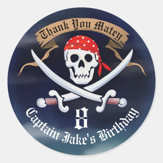 Bedankt voor Jolly Roger Pirate Ronde Sticker (Voorkant)