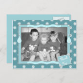 Bedankt voor kerstcadeaus blauw met sneeuwvlokken briefkaart (Voorkant / Achterkant)