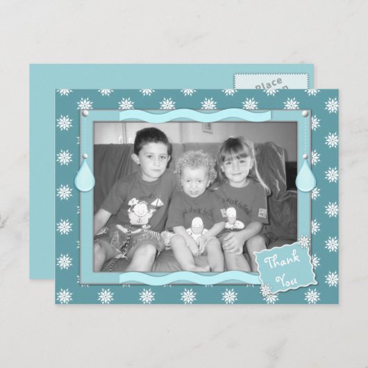 Bedankt voor kerstcadeaus blauw met sneeuwvlokken briefkaart (Voorkant / Achterkant)