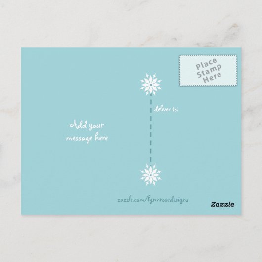 Bedankt voor kerstcadeaus blauw met sneeuwvlokken briefkaart (Achterkant)