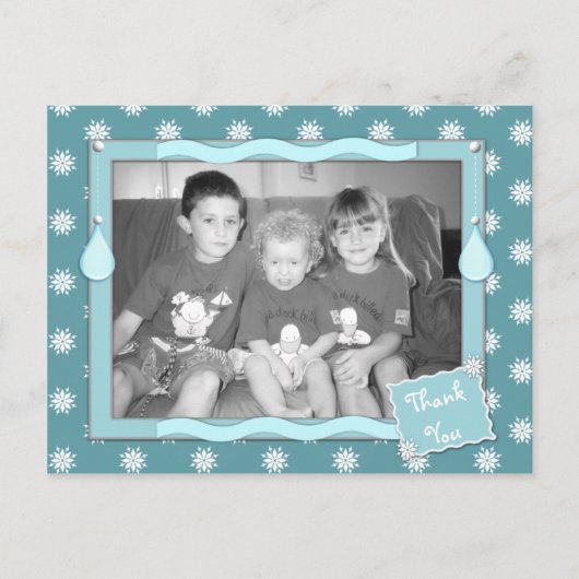 Bedankt voor kerstcadeaus blauw met sneeuwvlokken briefkaart (Voorkant)