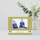 Bedankt voor kerstcadeaus groen met foto briefkaart (Staand voorkant)