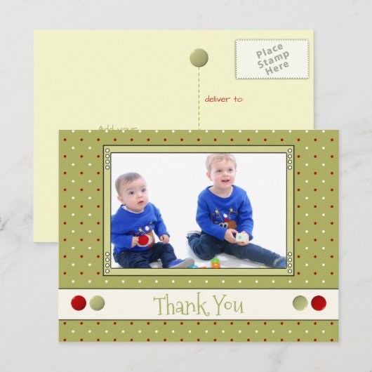 Bedankt voor kerstcadeaus groen met foto briefkaart (Voorkant / Achterkant)