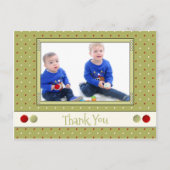 Bedankt voor kerstcadeaus groen met foto briefkaart (Voorkant)