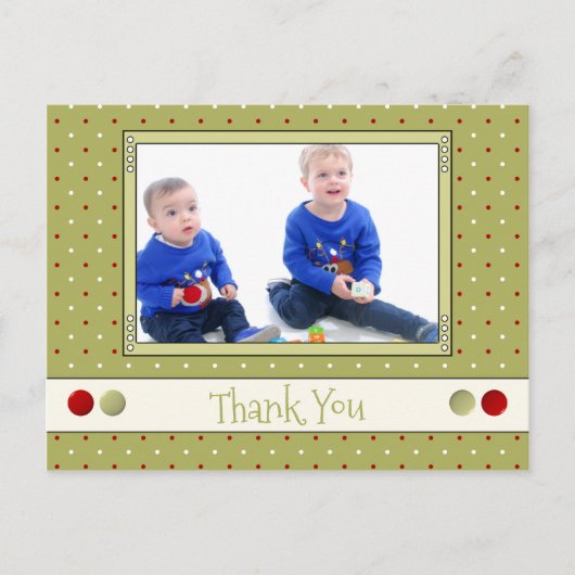 Bedankt voor kerstcadeaus groen met foto briefkaart (Voorkant)